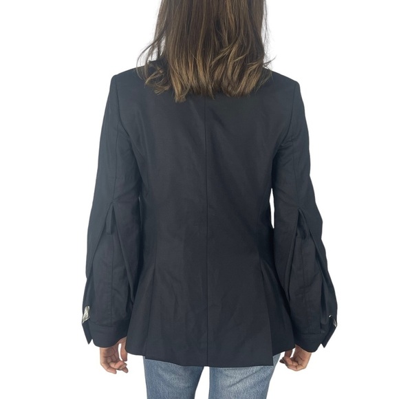 BCBGMAXAZRIA BALLOON SLEEVE BLACK WOOL BLEND SINGLE BUTTON BLAZER JACKET - Picture 2 of 14